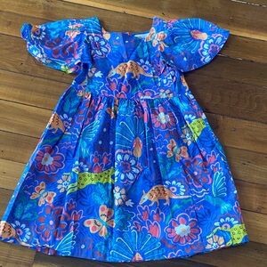 Mini Boden Blue and Orange Floral Kids Dress